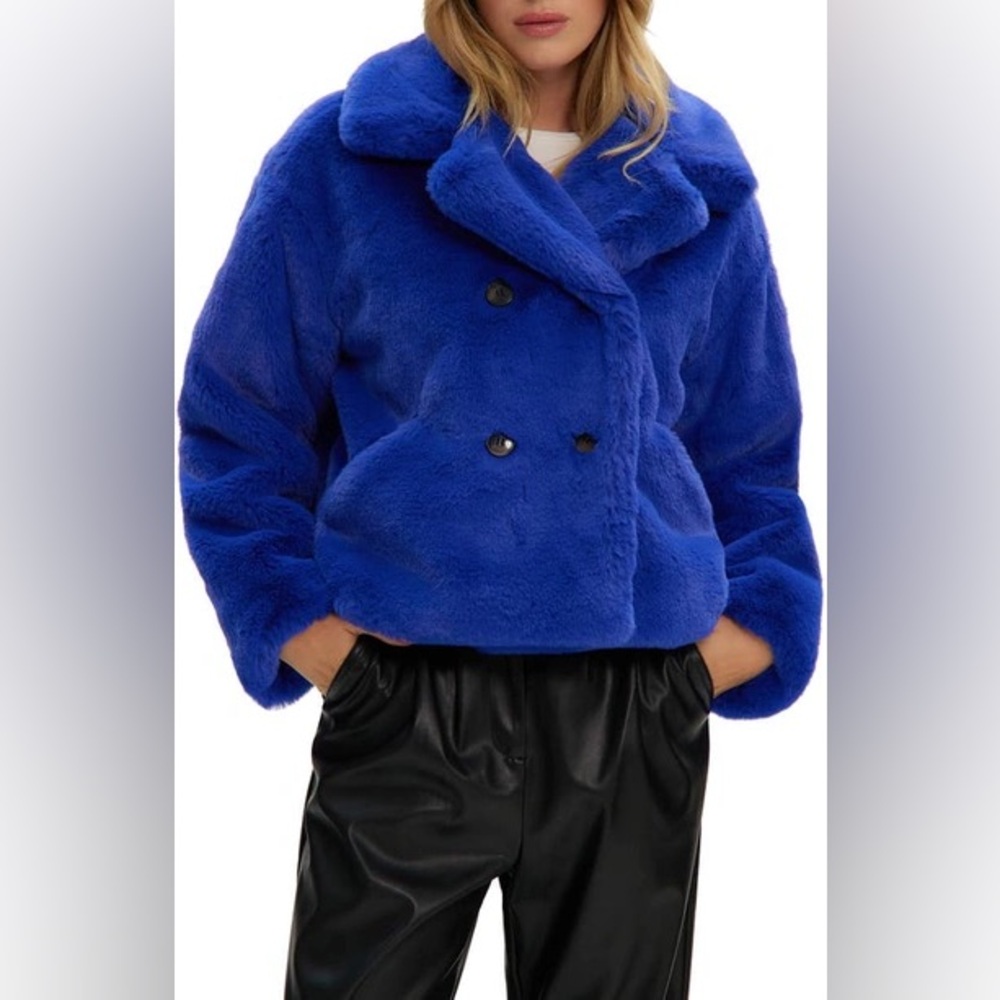 Noize Royal Blue FAUX FUR Bomber Jacket